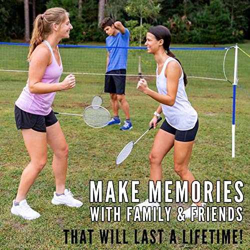 Franklin Sports Volleyball + Badminton Sets - Beach + Backyard Game Set - Volleyball, Pump, Badminton Rackets, Birdies, Net + Poles Included