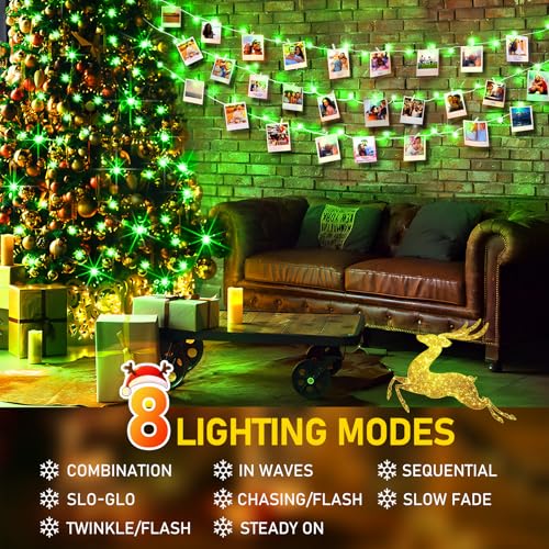 KNONEW Outdoor Christmas Lights 300 LED 99ft String Lights 8 Modes & Memory Fairy Light Plug in Waterproof LED String Lights for Xmas Yard Tree Wedding Party Holiday Decorations(Green) - color: Green, size: 99FT 300 LED