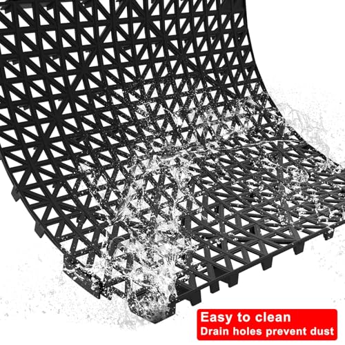 24 PCS Modular Interlocking Cushion Interlocking Floor Tiles with Hole 12 x 12 Inch Drainage Tiles Mat Non Slip Pool Deck Mat Outdoor for Drain Deck Pool Patio Shower Kitchen Balcony (Black)