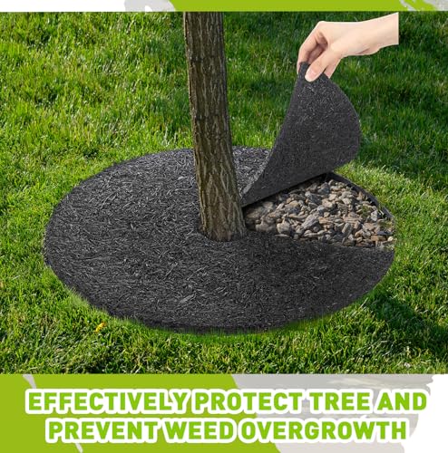 Peryiter 6 Pcs Rubber Mulch Tree Ring, Heavy Duty Rubber Mulch Mat, Tree Protector Weed Barrier Mats, Round Root Barrier for Root Protection Weed Grass Control (30 Inches) - style: 30 Inches