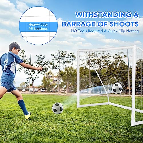 Goplus Soccer Goal, 12'x6'/8'x6'/6'x4' Soccer Net with Strong UPVC Frame, Quick Set-up, High-Strength Netting, Portable Weatherproof Soccer Goals for Backyard Kids Soccer Practice Training - style: 6ftx4ft