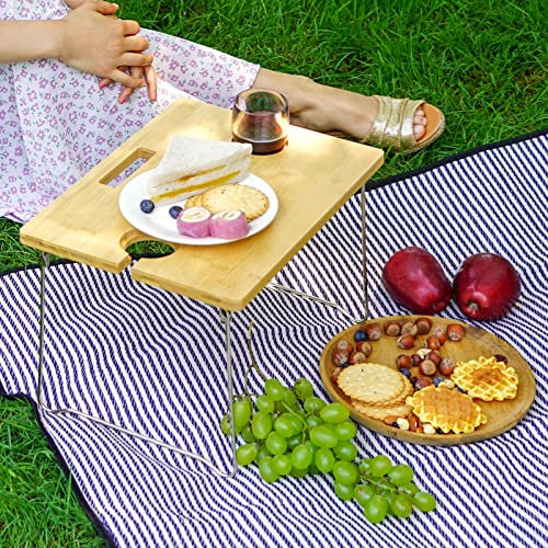 Wicker Picnic Basket for 2 with Detachable Table, Elasticated Wine Holder, Shoulder Carrying Willow Picnic Hamper Set with Premium Tableware & Blanket for Outdoor, Wedding, Anniversary, Birthday Gift - size: M for 2P-Traditional