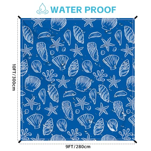 Beach Blanket Waterproof Sandproof Oversized, Extra Large Beach Mat 79" X 87"/110"x118" for 1-8 Adults Sand Free, Quick Drying Durable Outdoor Picnic Mat for Beach Travel Camping Hiking - color: Shell, size: 9x10 FT (1～8 Person)