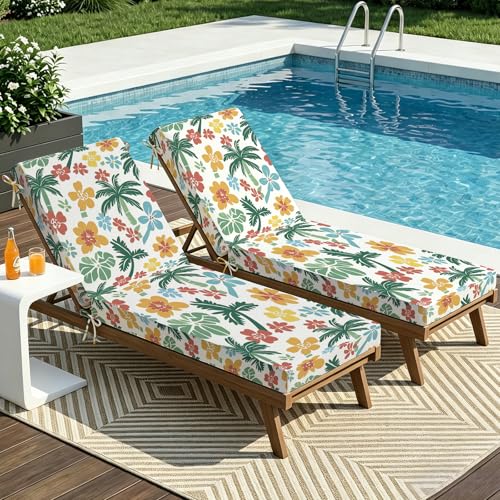 Folding Long Bench Cushion – Outdoor Cushioned Foam Pad for Pool, Patio, Beach, Lawn & Camping | Thick Padding, Lightweight & Easy to Store | Versatile Lounge Mat (2, Red Palm Floral（72X21X3in）) - color: Red Palm Floral（72x21x3in）