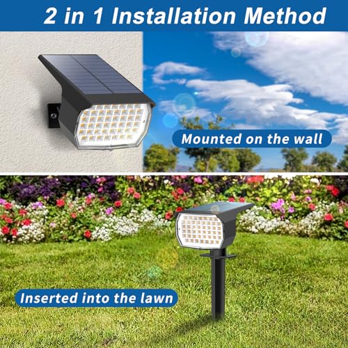 WENATY Solar Spot Lights Outdoor Waterproof IP65, 6 Pack Landscape Spotlights with 46 LEDs, 3 Modes Auto On/Off Solar Powered Flood Lights for Outside Pathway, Yard, Garden, Walkway (Warm White) - color: Warm White, size: 6 Pack