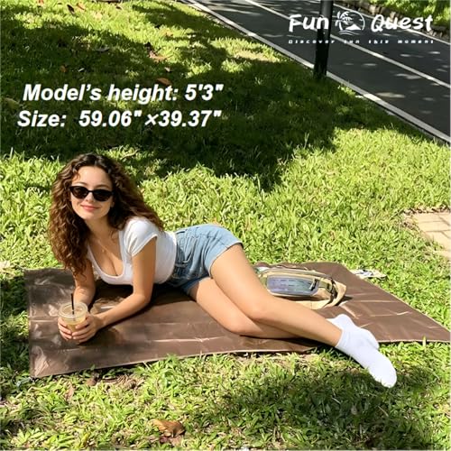 Picnic Blanket Waterproof – Packable Sand Proof Beach Blanket (0.42lb/0.66lb), Compact & Foldable, Fits in Pocket with Integrated Stakes, Ideal for Camping, Hiking, Travel, Concert, Festival - size: Coffee Puppy 59.06" X 39.37" for 1-2 Persons