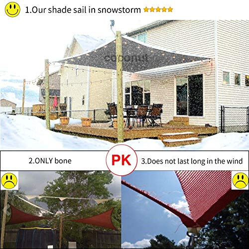 FLY HAWK Rectangle Patio Sun Shade Sail Canopy, 10' x 10' Patio Sunshade Cover Canopy - Durable Fabric Cloth for Outdoor Garden Yard Pond Pergola Sandbox Deck Courtyard - Gray Color (10' x 10' Gray) - color: Gray, size: 10' x 10'