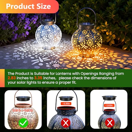 4 Pack Solar Light Replacement Top, Replacement Solar Light Parts for Lantern (Top 3.34 Inch, Bottom 2.83 Inch), Waterproof LED Replacement for Outdoor Garden, Pathway, Yard Lights & Decor - size: 3.34inch-4p