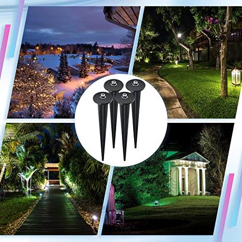 16 Packs Threaded Spike Flood Light Ground Stake Metal Replacement Stakes for Solar Lights Outdoor LED Solar Light Stakes with 16 Hex Screws for Gardens Yard Path Lawn 6.3 Inches (Black)