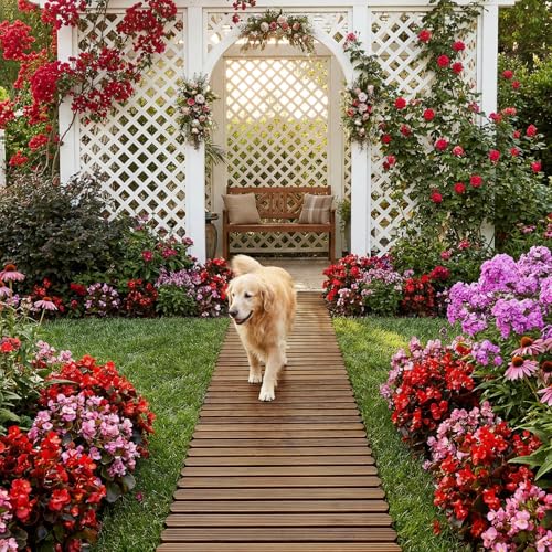 6 FT Roll Out Garden Pathway Straight 2 PCS - Non-Slip Wooden Walkway with Rounded Edges, Instant Outdoor Decoration