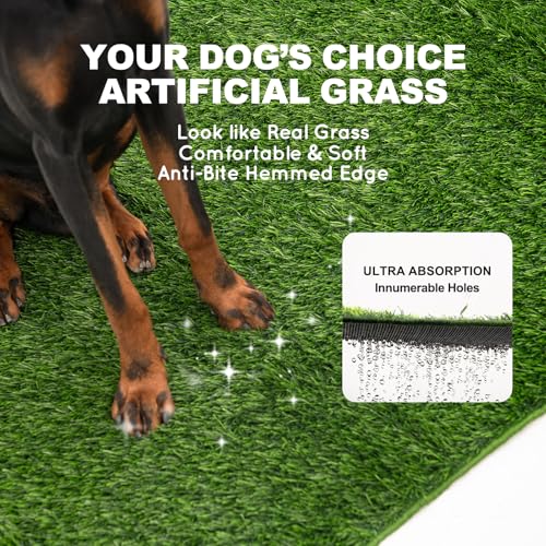 HQ4US 4LEGS Dog Pee Grass with Washable Pee Pads for Dog Litter Box 2 Sets, Large Ultra-Absorbent Artificial Grass Pads for Dogs Potty Grass with Reusable Puppy Pads for Indoor Potty Training - size: L - 33”×23”