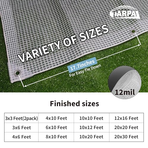 TARPAL 12'x16' Clear White Tarp Heavy Duty Waterproof 12mil with Grommets or Zip Ties for Large Greenhouses for Outdoors Garden,Farm,Chicken Coops - color: Clear White Leno Tarp, size: 12x16ft-Finished size