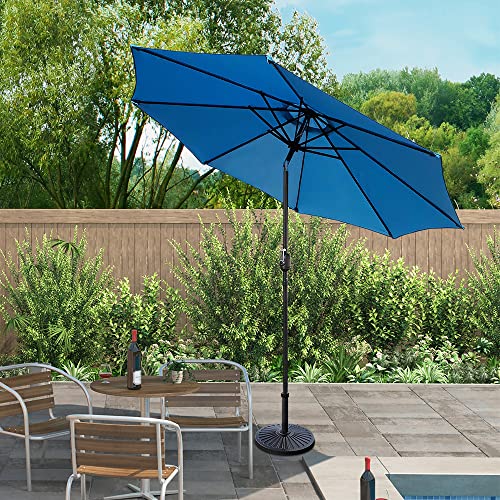 ABBLE Outdoor Patio Umbrella 9 Ft Stripe with Crank and Tilt, Weather Resistant, UV Protective Umbrella, Durable, 8 Sturdy Steel Ribs, Market Outdoor Table Umbrella - Aqua - color: Aqua