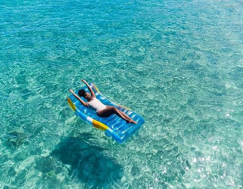 PoolCandy Good Vibes Floating Chaise Lounger. The Ultimate 2in1 Luxurious and Durable Inflatable Pool Float; Its a Lounge Chair on Land or in Water.