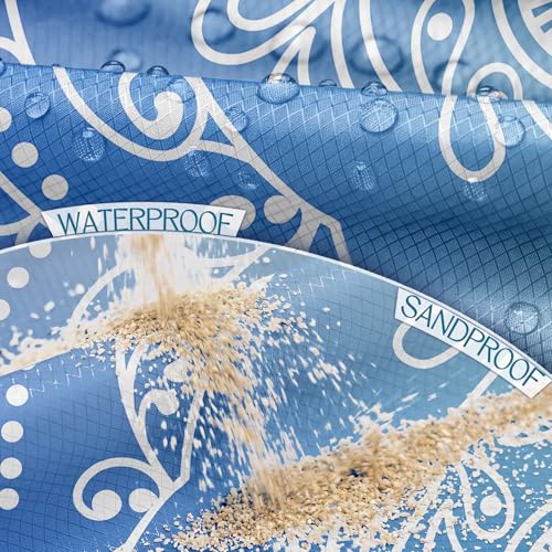 BYDOLL Beach Blanket 78''X81'' Waterproof Sandproof Suits1-4 Adults Oversized Lightweight Large Blanket Picnic Mat for Beach Sand Free Travel Camping Hiking Picnic - color: Half Mandala, size: 78"X81"