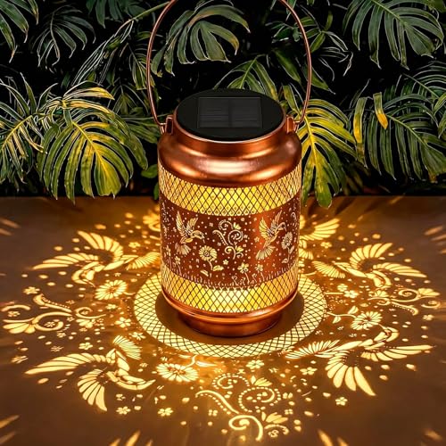 Solar Lanterns Outdoor Garden Decor- Solar Lights Waterproof Hummingbird Decorative Hanging Metal Lights Gardening Gift for Outside Yard, Patio, Backyard, Farm, Gifts for Women Mom - style: Mini Hummingbird