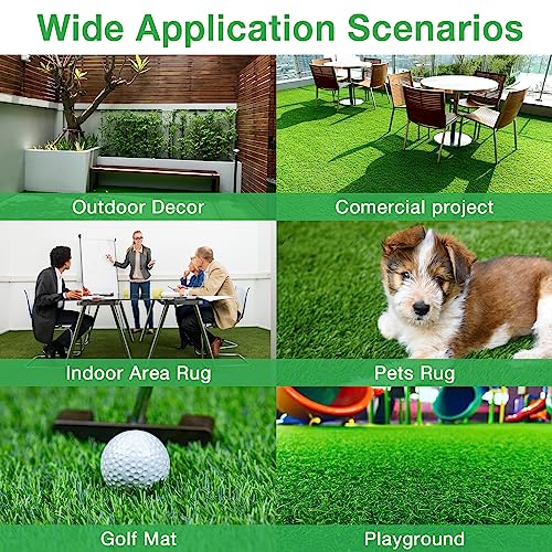GLOBREEN Soft Artificial Grass Outdoor Rug - Realistic & Machine Washable & Pet Friendly Fake Grass Pad for Dogs Potty - 36 x 24 Inch Indoor Turf Mat High Drainage