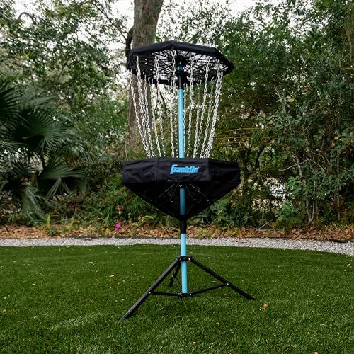 Franklin Sports Disc Golf Baskets - Portable Disc Golf Target with Chains Included - Disc Golf Basket Stand Equipment for Hole + Course Creation - style: Elite Steel Chain