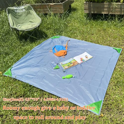 Beach Blanket Waterproof Sandproof Beach Mat 55" X 60" / 5' X 5' for 1-2 Adults Quick Drying Outdoor Picnic Mat Beach Accessories for Travel, Camping, Hiking - color: Gray/Green, size: 55"*59" / 4.59ft×4.92ft