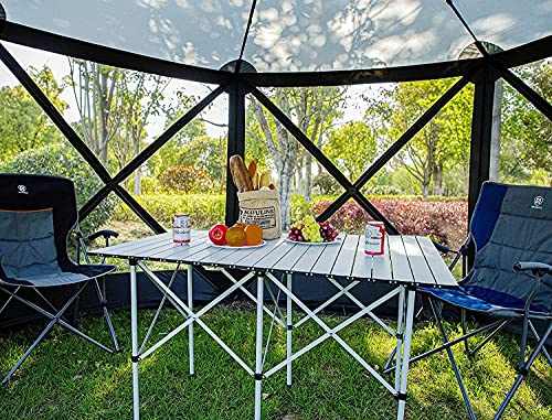 EVER ADVANCED Pop Up Gazebo Screen House Tent for Camping 11.5 ft for 8-10 Person Instant Canopy Shelter with Netting Portable for Outdoor, Backyard - color: Black