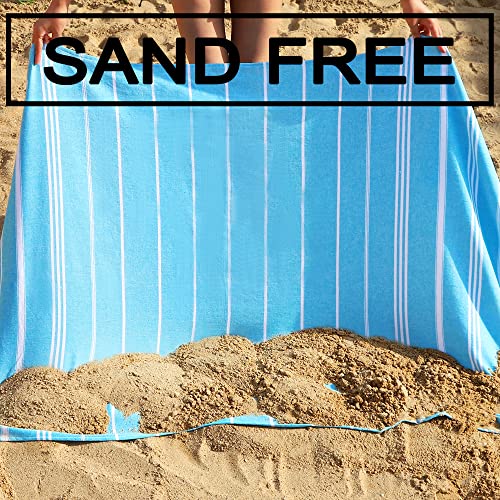 Beach Towel 2 Pack,Sand Free Beach Towels Oversized 39 x 72,Turkish Beach Towel Quick Dry Towel,Lightweight Pool Towels for Adults Travel Towel,Cool Beach Accessories Super Absorbent Towels - color: 2 Pack Blue+light Grey