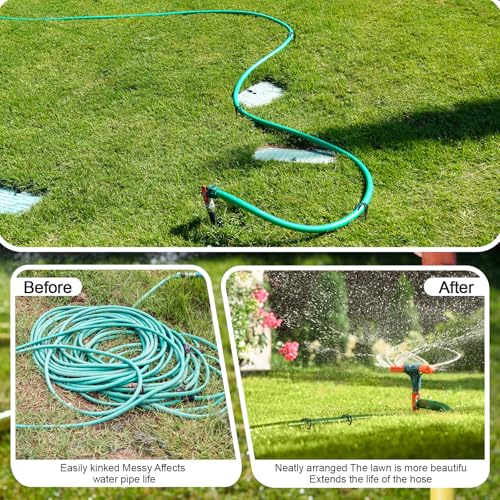 2 Pcs Garden Hose Guide Spike 14 Inch Heavy Duty Metal Hose Support Spike Iron Decorative Garden Stakes Protector to Keeps Flower Beds Plant Yard Lawn