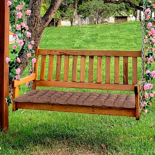 ELFJOY Lounge Chair Cushion Faux Linen Zero Gravity Chair Cushion with Ties Thick Padded Long Bench Cushion for Recliner Chaise Longue Sun Lounger Bench Porch Swing Coffee 63 Inch - color: Coffee