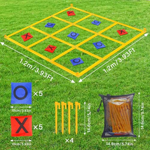 Giant Tic Tac Toe Outdoor Games for Kids Adults Family, Portable Tic Tac Toe Bean Bag Toss with 10pcs Bean Bag, Large Outdoor Lawn Backyard Games Carnival Field Day Game - color: purple