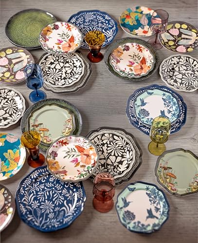 Karma, 8.75 inches Melamine Salad Plates Set of 4, Reusable Dishwasher Safe Plates for Outdoor and Indoor, Makai - color: Makai