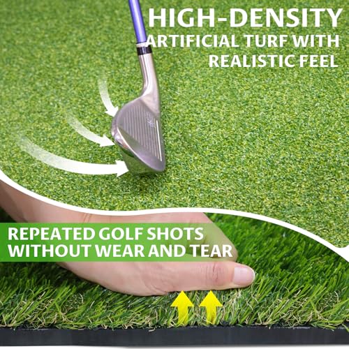 Bltend Dual Turf Golf Mat 31mm: 5x5ft/5x4ft Heavy-Duty Golf Hitting Mats Practice Outdoor/Indoor, Elite Dense Artificial Turf Matt Training Aid for Garage/Simulators/Driving Range/Backyard - style: 5'x4' Elite - 31mm