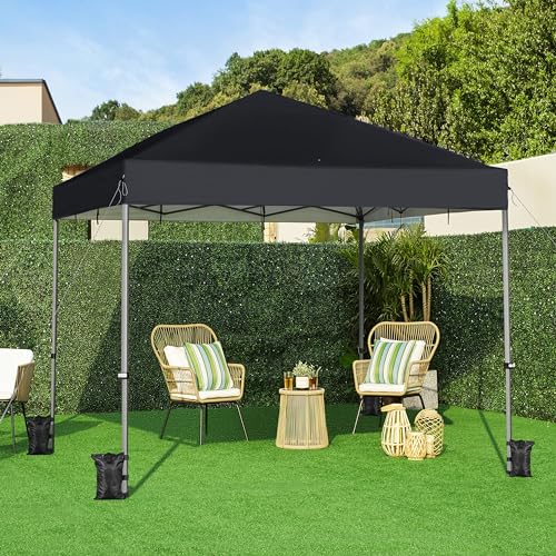 Yaheetech 12x12 Pop Up Canopy Easy Set-up Tent, Portable Outdoor Canopy Instant Tent, Commercial Gazebo with Wheeled Carry Bag & 4 Sandbags for Home, Party & Outdoor Activities, Black - color: Black, size: 12x12