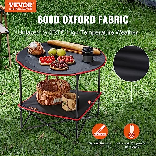 VEVOR Folding Camping Table, Outdoor Portable Fold Up Lightweight Side Table for BBQ, Tailgating, Picnic, Travel, Hiking, Fishing - color: Red