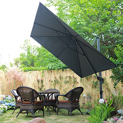 PURPLE LEAF 8 Feet Patio Umbrella Outdoor Cantilever Square Umbrella Aluminum Offset Umbrella with 360-degree Rotation for Garden Deck Pool Patio, Grey - color: Grey, size: 8' X 8', style: Standard