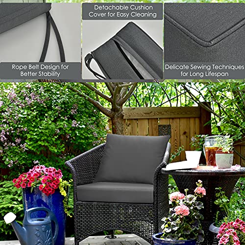 Giantex Patio Cushion Set, Deep Seat and Back Cushion, Outdoor Chair Pads with Ties, Cushion Replacement for Patio Furniture, Waterproof and High Resilient, 6 Inch Thick Indoor Floor Cushion - color: Grey