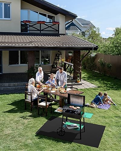 65 x 40 inch Heavy Duty Large Under Grill Mats for Outdoor Grill, Double-Sided Fireproof, Waterproof, Oil Proof Deck and Patio Protector, BBQ Mat Grill Floor Mats Fireplace Fire Pit Mat - size: 60*40 Inch