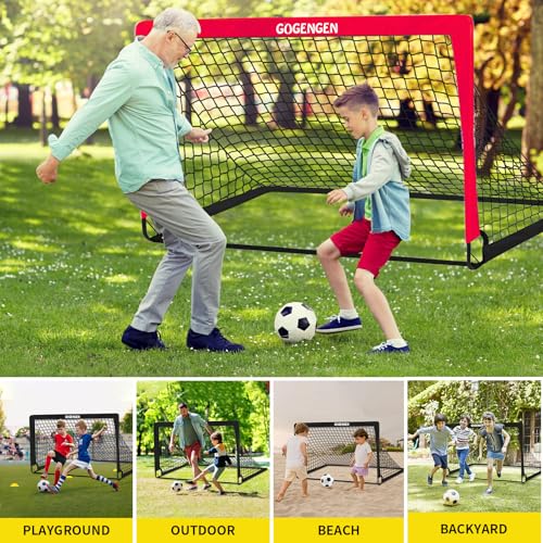 Soccer Goal, 2 of 6x4 Soccer Goals for Backyard with Soccer Net, Soccer Ball, Target, Cones, Soccer Training Equipment for Toddler Kids Youth - color: Red
