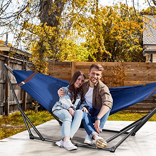 Tranquillo Combo x2 Hammocks with Stand for Outside & Tree Straps, Heavy Duty Hammock with Stand 600lbs for Indoor Outdoor Patio Backyard, x2 Hammocks for 2 Person, Portable Carrying Bags, Aegean - color: Combo - Aegean