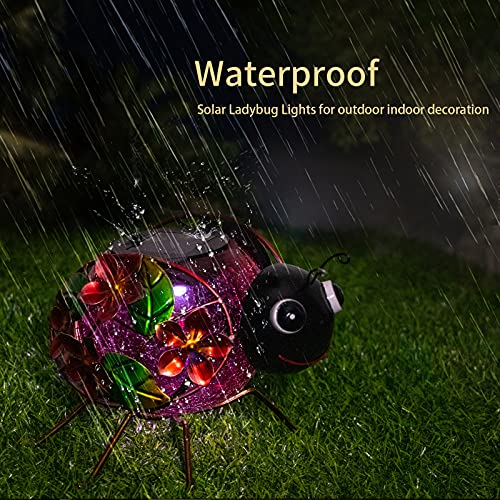 MUMTOP Solar Lantern, Waterproof LED Solar Lights Outdoor Ladybug Decorative Tabletop Lanterns for Patio Garden Table Decor - style: Ladybug