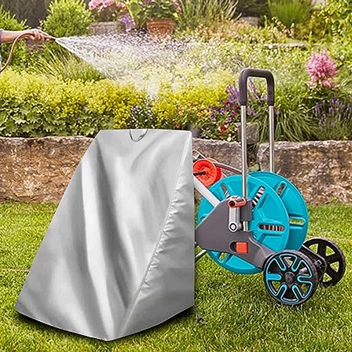 Hose Reel Cover Hose Reel Cart Cover Portable with Drawstring Spare Outdoor Oxford Cloth Hose Cart Protector Garden Hose Reel Cover for Home, Silver - color: Silver