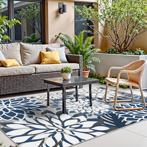 3x5 Washable Rug for Living Room Tropical Botanical Modern Floral Chenille Area Rugs Low Pile Non Slip Carpet for Patio, Bedroom, Laundry, Blue - color: Blue White, size: 3' x 5' (Rectangular)