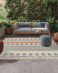 Outdoor Rug 6x9ft, Boho Stripe Retro Ethnic Style Indoor Area Rug for Patio Floor Mat, Indian Sketch Sun Art Abstract Line Non-Slip Outside Carpet Balcony Porch Camping Rugs Picnic Mat - size: 6' x 9' (Rectangular)