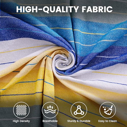 Lazy Daze Hammocks Cotton Fabric Spreader Bar Hammock and 10.5 Ft Wood Arc Hammock Stand Combo, for Outdoor, Indoor, Patio, Backyard, Blue and Yellow - color: Blue and Yellow