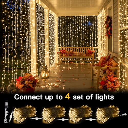 suddus Curtain Lights for Bedroom, 300 Led 9.8x9.8ft Curtain Lights for Backdrop, Curtain String Lights for Christmas, Dorm, Wall, Backdrop, Window, Wedding, Party, Birthday Decor, Warm White - color: Warm White, size: 300 LED