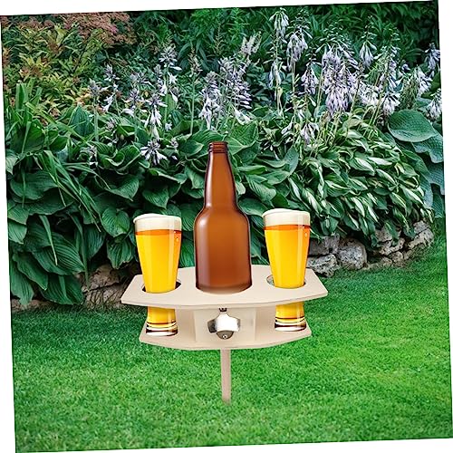 1Pc Natural Wooden Wine Rack Insert Ground Rack for Outdoor Use Easy to Reposition for Picnics Camping Beaches and Concerts Khaki Color Fits Various Bottles and Cans
