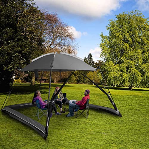 Screen House 10x10 Ft Square Camping Canopy Tent Sun Shade Gazebo Shelter Perfect for Outdoor Activities, Shale Gray - color: Shale Gray-10x10 FT