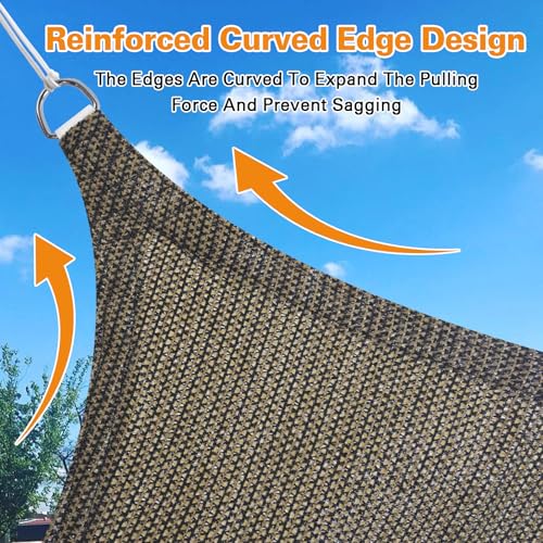 Artpuch Sun Shade Sail Mocha 4'X8'Customized Curved Edges Rectangle Canopy 95% UV Block Sun Shade for Outdoor Patio Garden Backyard (We Make Custom Size) - color: Mocha, size: 4'X8'Customized