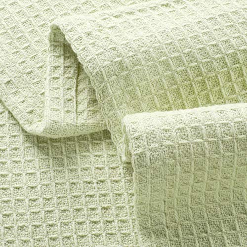 Glamburg 100% Cotton Thermal Twin Blanket, Breathable Waffle Blanket, All Season Sage Green - color: Sage Green, size: Twin (60"x90")