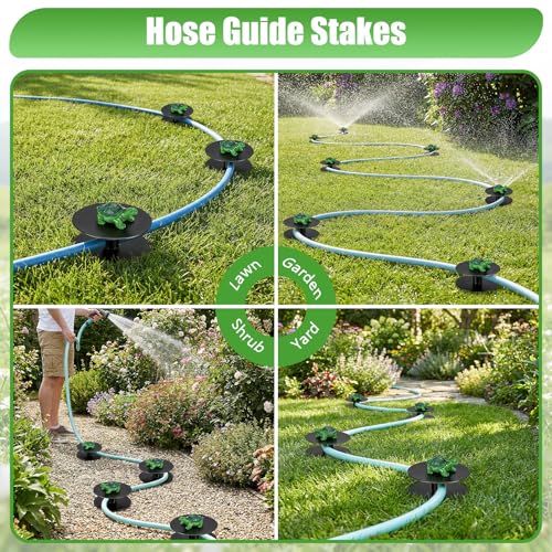 6 Pcs Turtle Garden Hose Guide Stakes, 8.7" Heavy Duty Cast Iron Hose Guide for Garden, Metal Water Hose Guide, Rustproof Decorative Hose Guides for Outside Flower Beds, Lawn & Plant Protection - style: Turtle