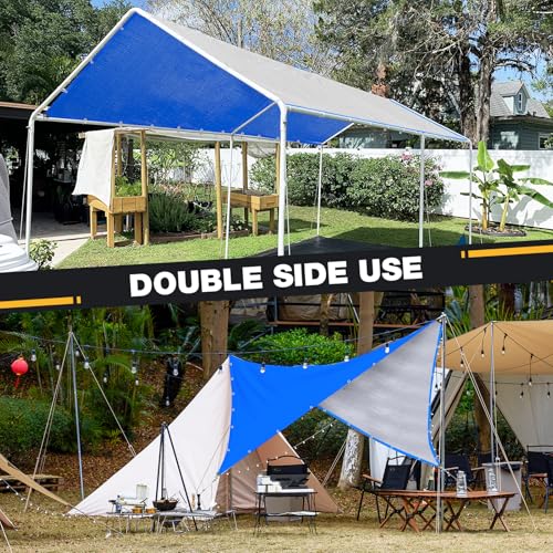 Winpull Tarp 10x12 Feet 14 Mil Heavy Duty Waterproof Tarp, Large Multipurpose Cover with Brass Grommets and Reinforced Edges, UV Resistant Thick Poly Tarps for Outdoor Camping Tent Pool Car, Blue - color: Blue/Silver-14mil, size: 10' x 12'