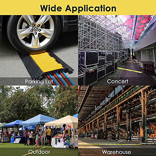 Yescom Cable Ramp Protector 3 Channel Garden Hose Protecitive 44000 Lbs Load Capacity Heavy Duty Speed Bump for Road Driveway Walkway - size: 2.8"H - 3 Channel